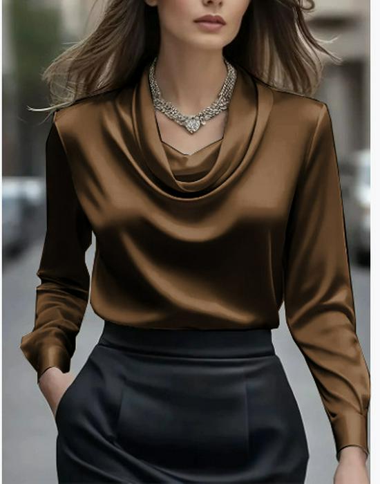 2026 Autumn Fashion Elegant Solid Color Batwing Long Sleeve Women's Shirt