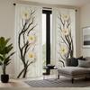 Black Twig Daisy Flower Pattern Curtains Polyester Fabric Suitable Bedroom Living Room Decoration Curtain Made Of Washable Area Ready