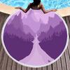 Purple Dreamy Scenery Print Round Beach Towel,Polyester Sand Resistant Beach Blanket,Absorbent Quick Dry Pool Towel Picnic Mat