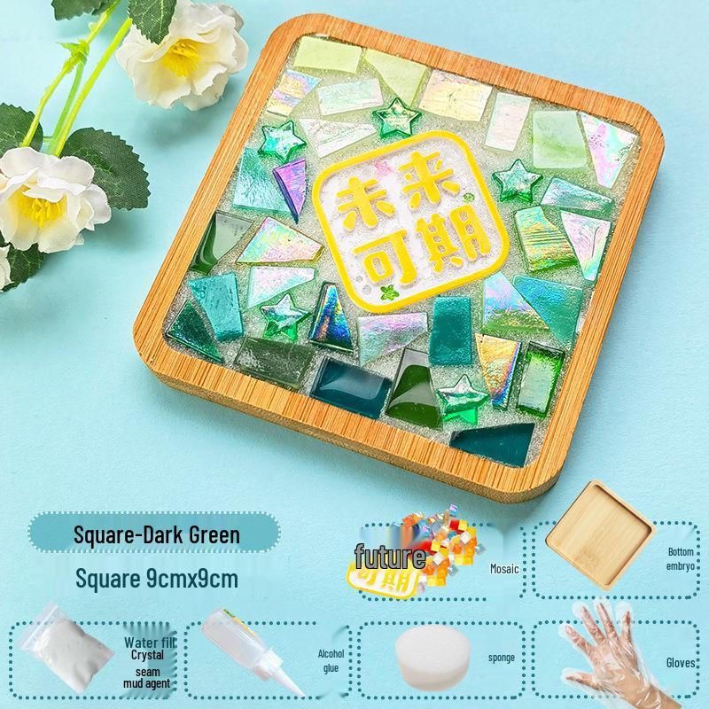 Handmade Glass Mosaic Cup Mat Pixel Puzzle DIY Kit - Educational Toy