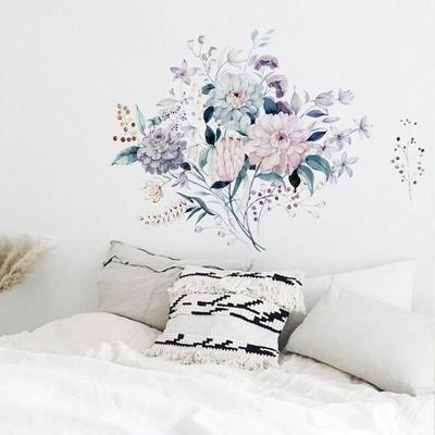Romantic Flowers Wall Sticker Home Wall Decoration Living Room Bedroom Decals Literary Water Color Wallpaper Removable Stickers