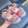 2026New summer girls' shoes, princess sandals for little girls, stylish soft-soled beach shoes for toddlers and older children