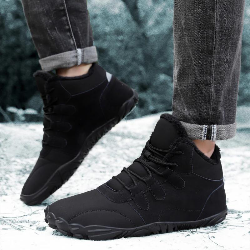 Winter Men's Casual Shoes Warm Men Snow Boots with Fleece Non-slip Waterproof Male Boots 2024 New Couple Boots Botas Para Hombre