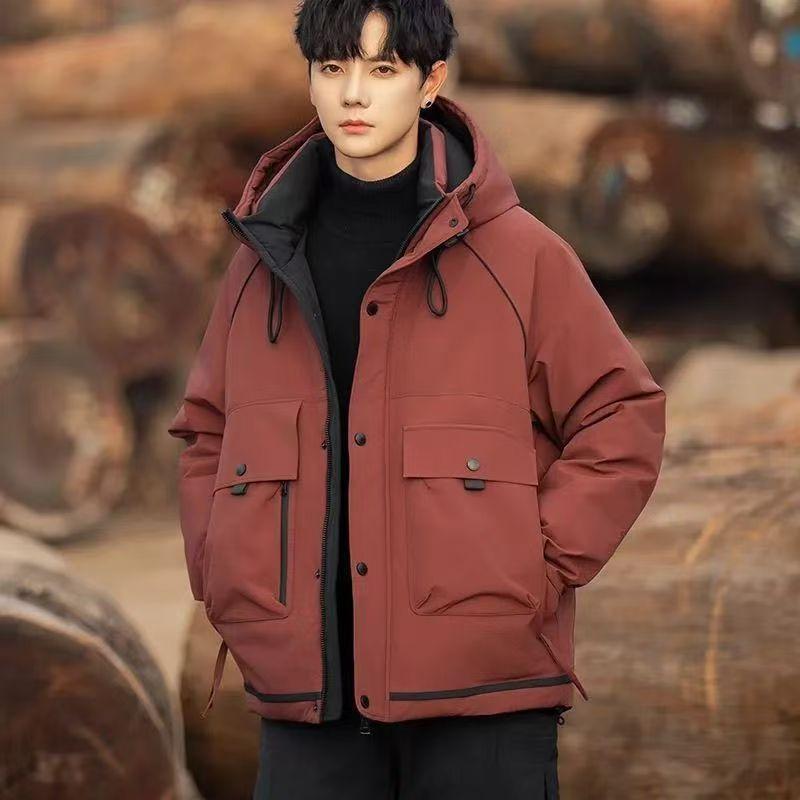 

White duck down jacket men s winter new hooded high-end cold clothing warm jacket 5xl червоний