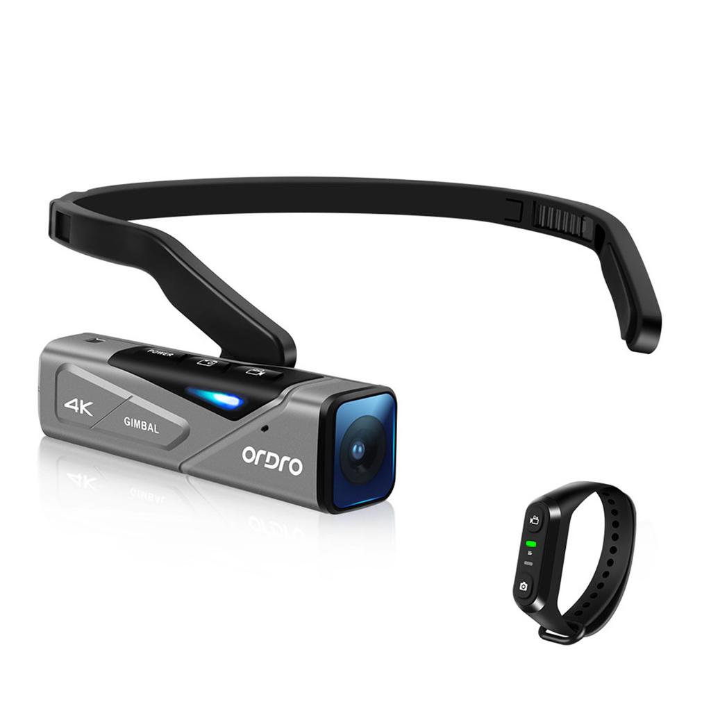 Head Mounted Video Camera 4K 120 Degree Auto Focus Head Wearable Vlog Camera with Remote Control Grey