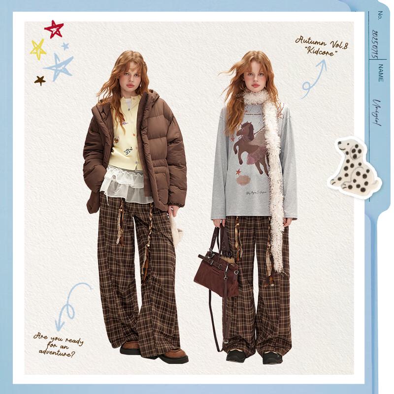 UNIFREE Women's Plaid Loose Fit Cargo Pants