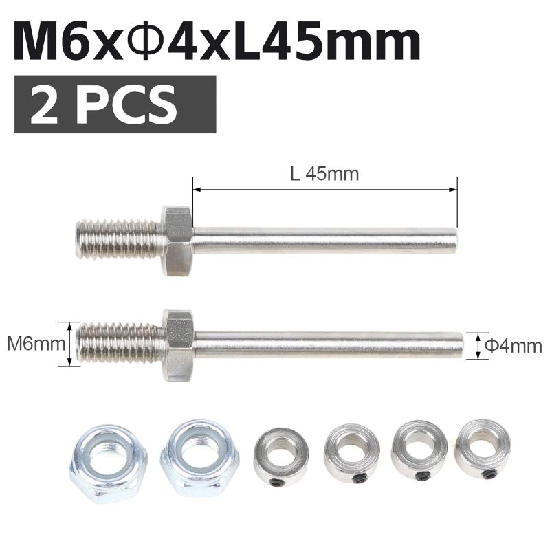 2 Pcs Precision Steel Wheel Axles with Stop Nuts 3/4/5/6MM for RC Aircraft Landing Gear Assembly