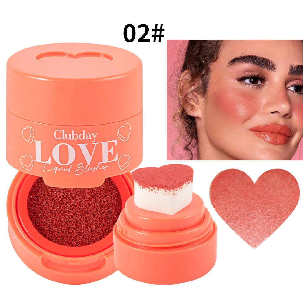 Clubday Love Liquid Blusher Heart Stamp Cushion Blush Natural 3D Nude Contour Sun-Kissed Face Rouge Long-Lasting Waterproof Makeup Cosmetics