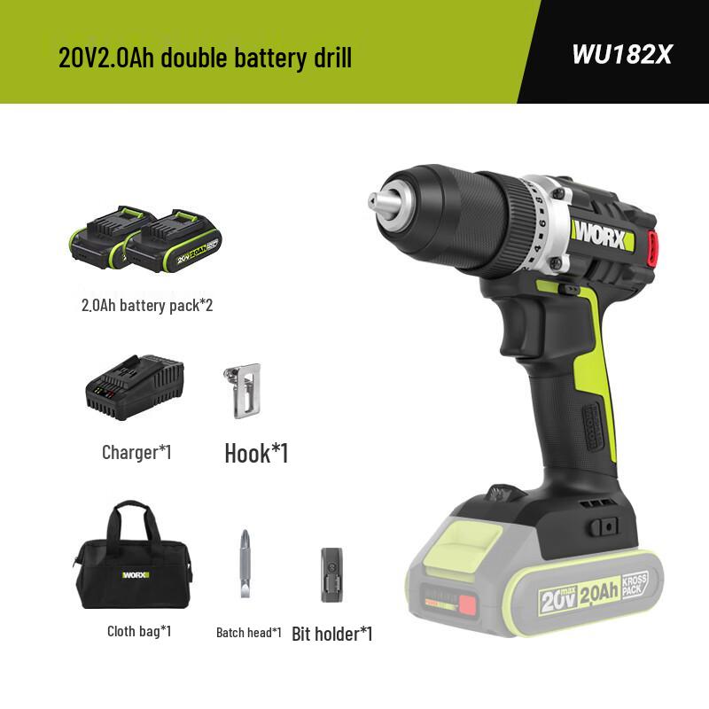 Trapano avvitatore a batteria senza spazzole Worx 20V spina CN (adattatore incluso)
