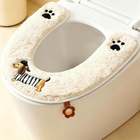 Copriwater Migliorato Design con Cerniera Facile Installazione Impermeabile Tessuto Peluche Morbido Motivi Animali Vestibilità Elastica Copriwater
