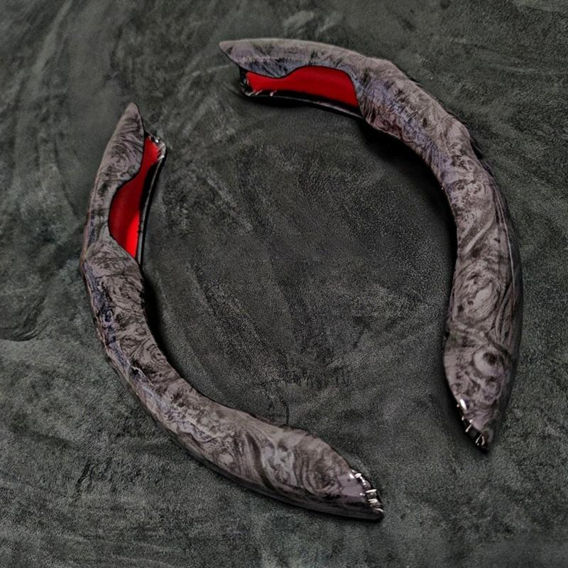 2 Pcs Laser Carbon Fiber Car Steering Wheel Cover 38cm Non-slip Card Cover Auto Steering Wheel Handle Booster Protective Cover