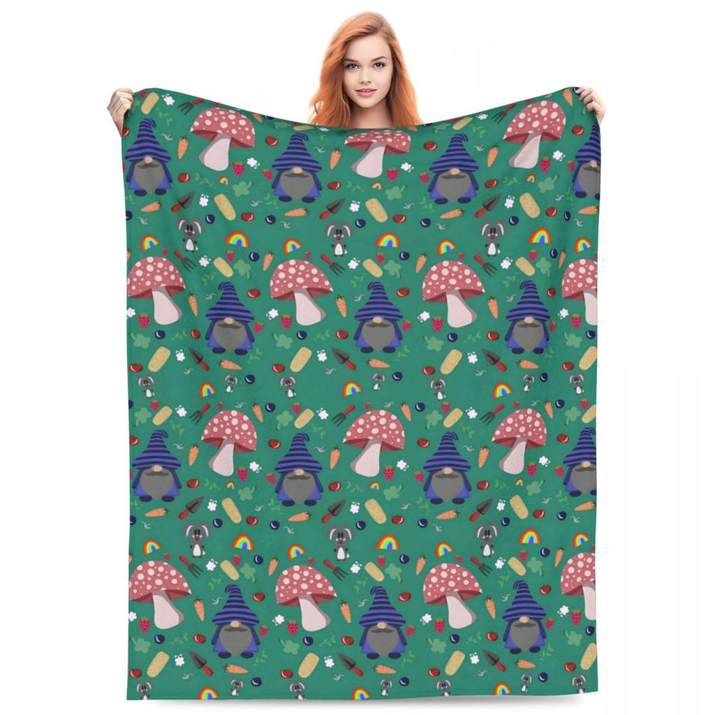 Custom Sofa Fleece Gnomes Merry Christmas Throw Blanket Warm Flannel Blankets For Bed Travel Couch Bedspreads