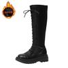 Platform women's shoes but knee boots Skinny boots Lace-up knight boots Autumn and winter white small long boots Women's tall boots