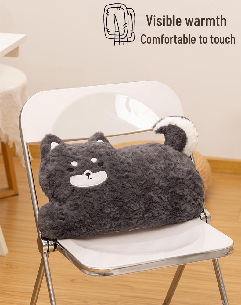 Creative Cartoon Corgi & Black Cat Animal Pillow - Long Lumbar Support Cushion for Sofa or Dorm