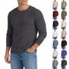 Men's Knit Crewneck Long Sleeve Color Top for Spring and Fall
