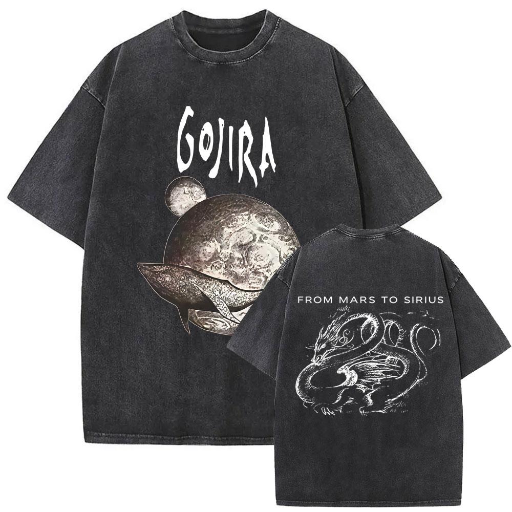 Washed Vintage Metal Rock Band Gojira T-shirt From Mars To Sirius T-shirts Men Women Gothic Punk Oversized T Shirts Streetwear