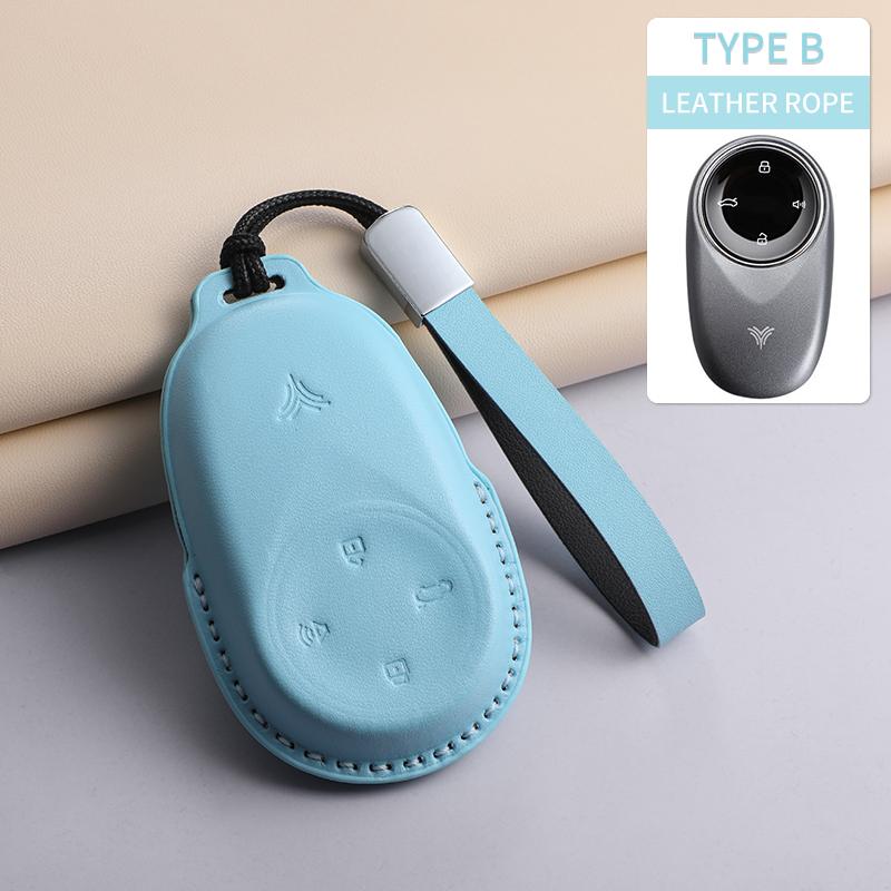 

Leather Car Key Case Cover Shell For Nezha U Neta V Nezha No1 Neta V Car Remote Key Case Protective Cover Keychain Holder