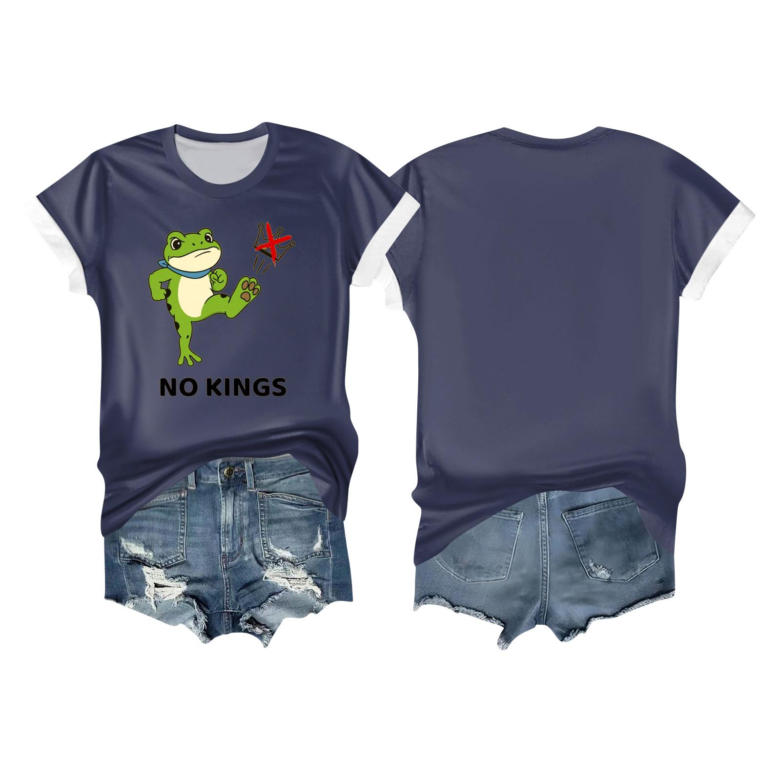 

Women s Casual Printed T-shirt Round Neck Pullover Short-sleeved Top XXXL Темно-синій