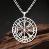 Dawapara Vegvisir Pendant Necklace Nordic Runes Compass Necklace Protection Amulet Stainless Steel Jewelry