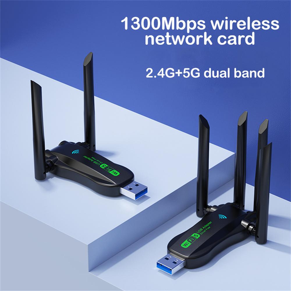 5G Wifi Adapter WiFi Usb 3.0 Adapter 1300Mbps Wireless Network Card Wifi Dongle Receiver Lan Ethernet Adaptor For Pc Laptop