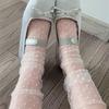 1pair Sexy Dot Lace Socks Women Transparent Mesh Ankle Socks Ladies Ultra-Thin Princess Tulle Socks Female