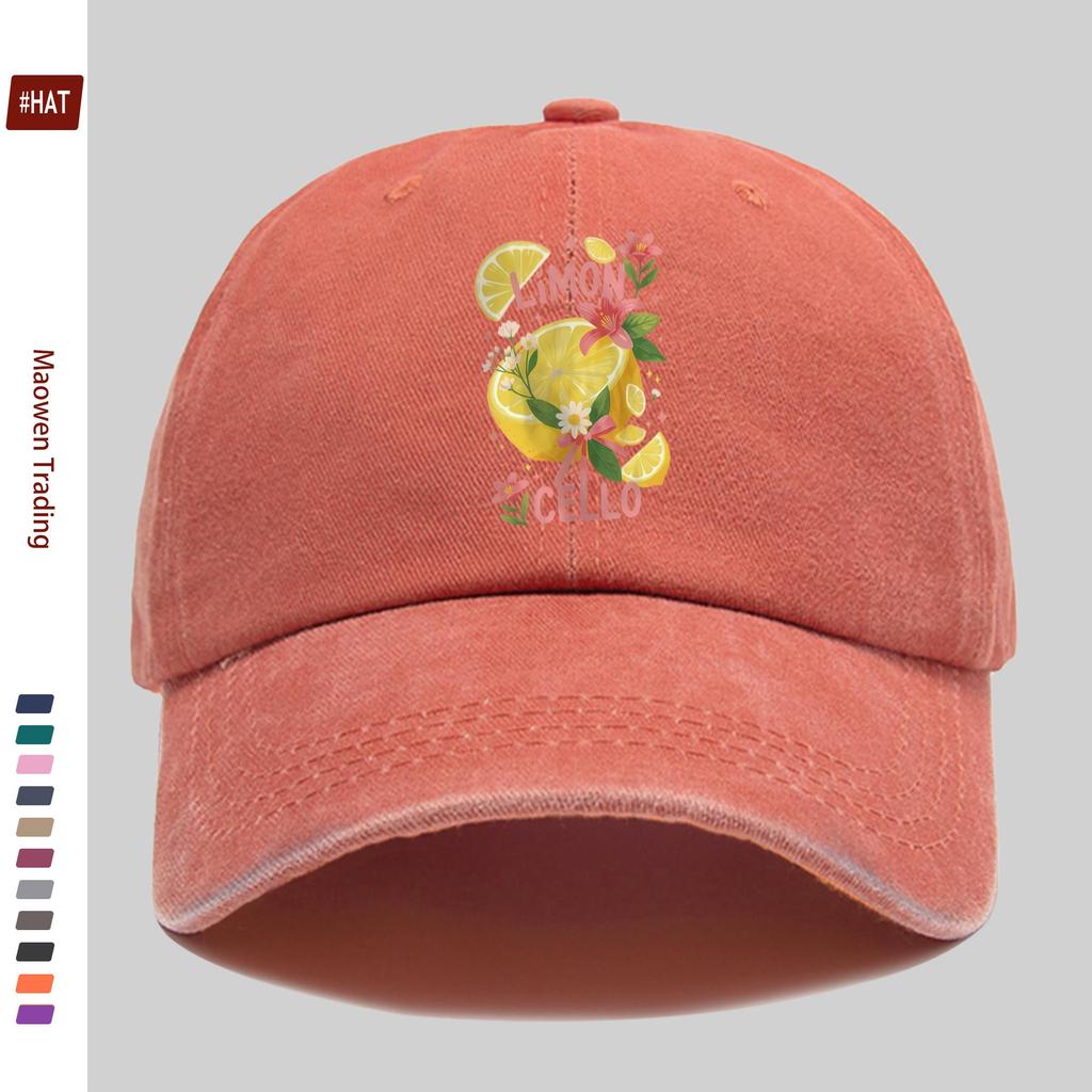 pc Spring Summer Fresh Lemon Floral Print Baseball Cap Fashion Casual Design Sun Hat Home Leisure Decor Hat Comfortable Ligh