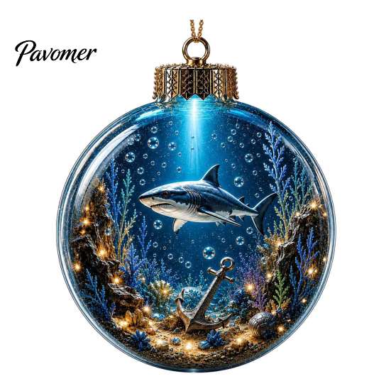 3D Sea Animal LED Lights Ocean Christmas Ball Ornament, Clear Acrylic Life Light-Up Miniature Creatures Decorations Hanging Decoration for Xmas Tree,
