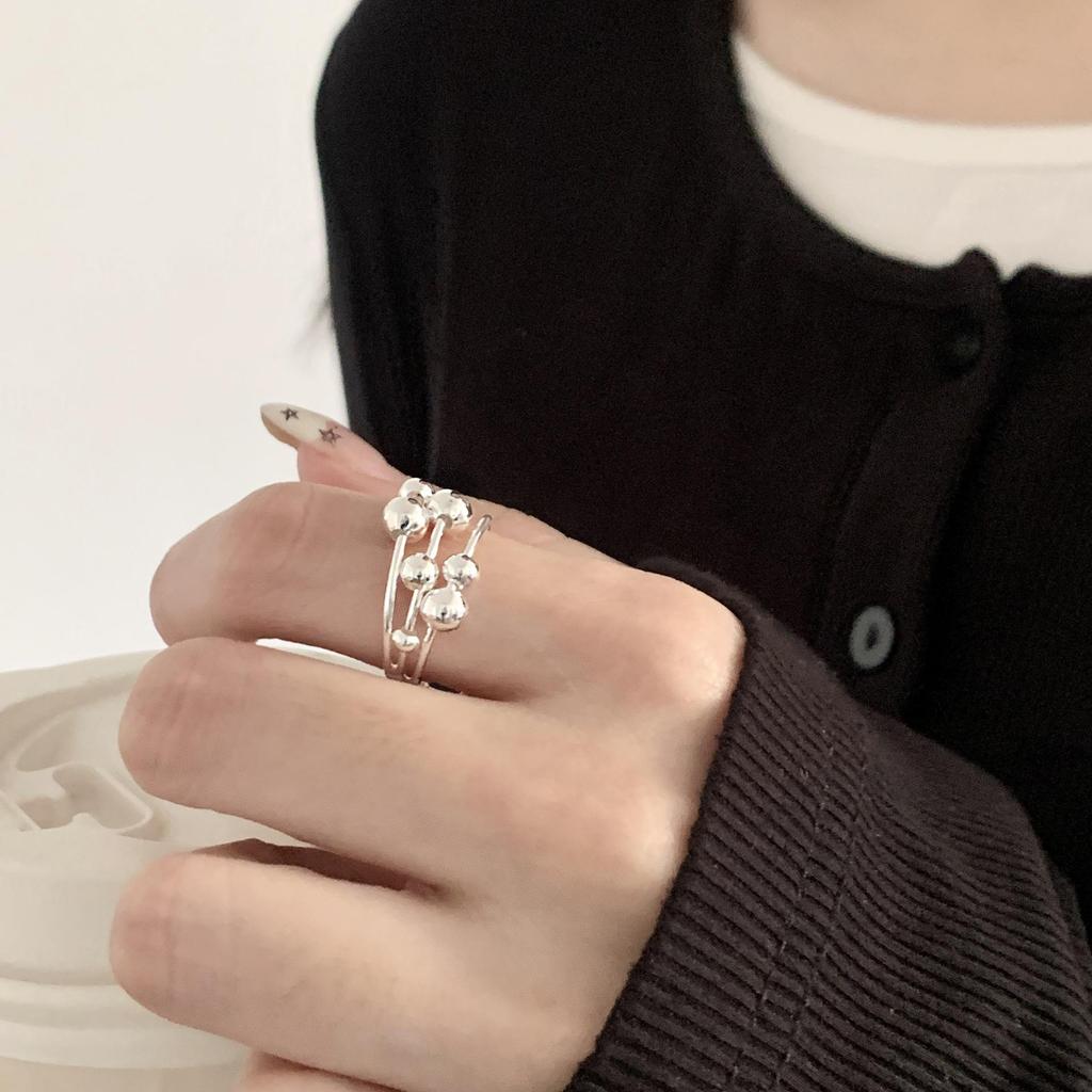 Versatile Multi-layer Bead Ring for Women: Fashion-Forward Stackable Open Design for the Index Finger