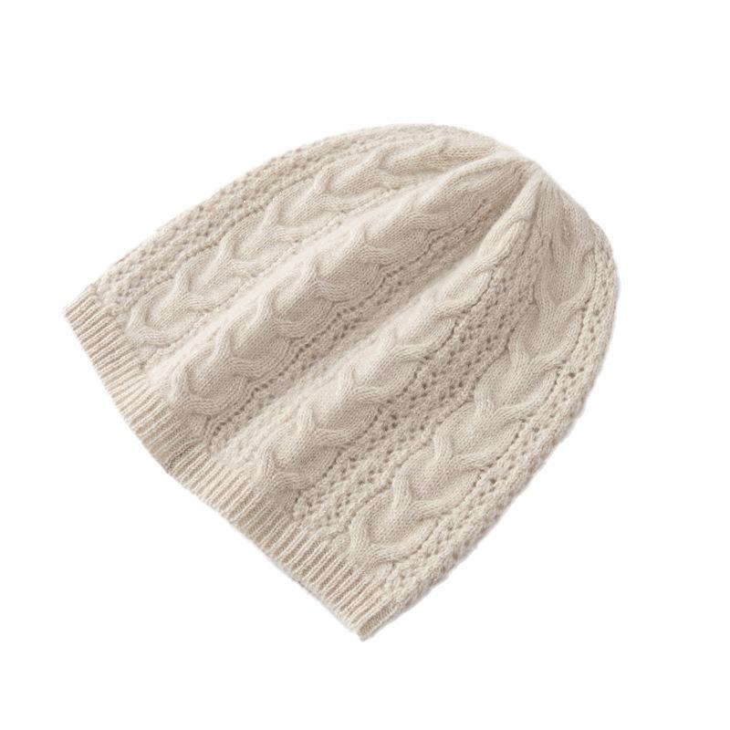 New bright silk wool knitted hat loose big head circumference hat autumn and winter warm cold hat bag head shows small face