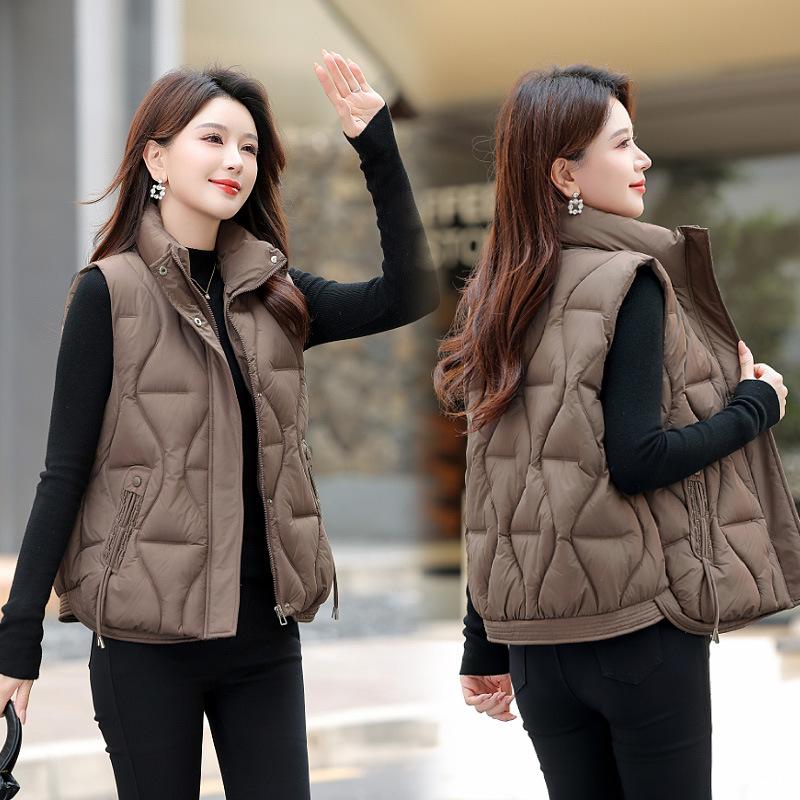 Stand-up collar fashion vest women's autumn and winter short vest outside horse vest new small coat