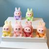 New Style Macaron Flocking LABUBU Plush Toys DIY Cartoon Cute Mini Doll Desktop Ornament Holiday Gifts