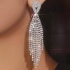 Lange Ohrringe mit Fransen, verziert mit funkelnden Zirkonanhängern. Ideal für Partys, Treffen, Weihnachten. Geeignet als Hochzeitsgeschenk.