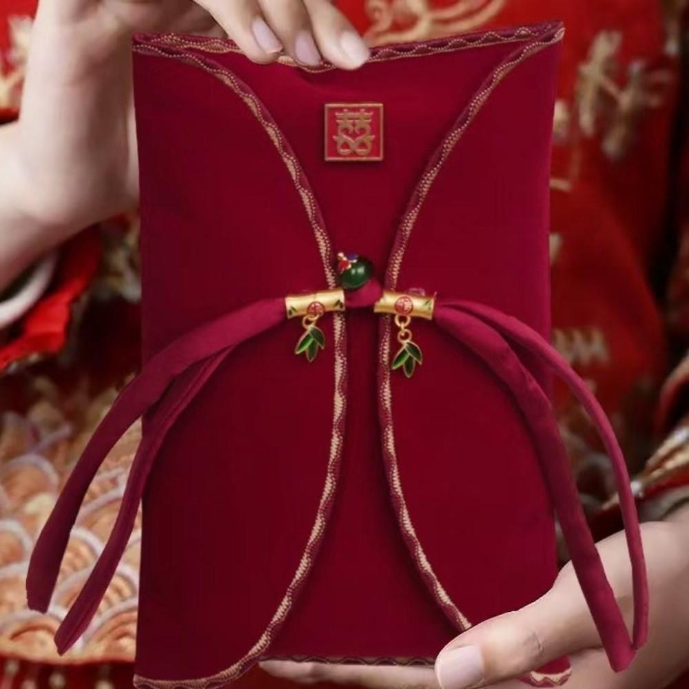 Embroidery Cloth Chinese Red Envelope HongBao Traditional Red Lucky Packet Large Capacity Money Pocket Lunar New Year