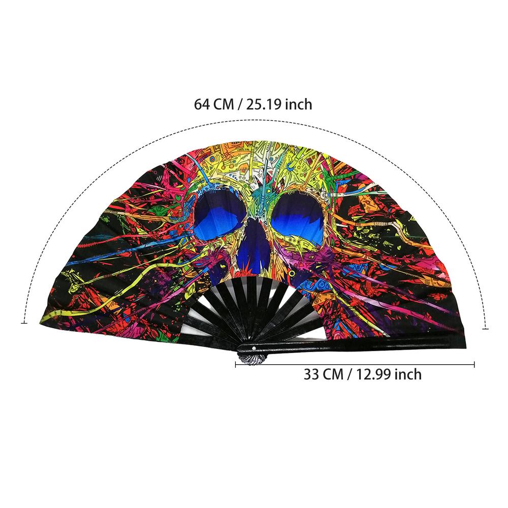 

1pc Large Folding Hand Fan Fold Dot Rainbow Print Festival Handheld Fan 33cm Large Folding Hand Fan Handheld Fan Art Craft