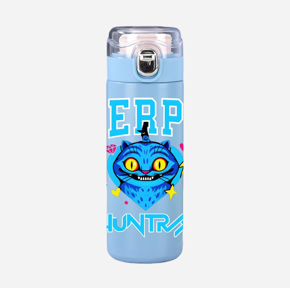 New Anime K-Pop Demon Hunters Printed 400Ml Water Bottle Thermos Cup Portable Stainless Steel Leak Proof Camping Water Cup Kid Gifts