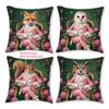 1/4 pièces Housse de coussin décorative vintage style royal Animal Gentleman Renard Hibou Écureuil Jardin Fleuri Fête du Thé