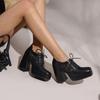 Fashion Slip On Square Toe Shoes Casual Heels Lace-Up Chunky Sandals Clogs for Women Branded Pumps 2025 Slip-On Comfortable Gold Block B