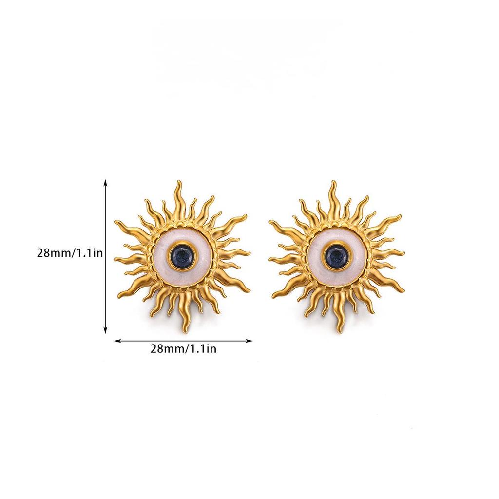 Unique Starfish Sun Stud Earrings: Trendy European-American Design for Daily Commute