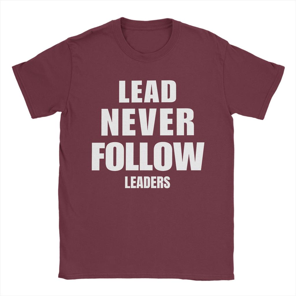 Leader Never Follow Leaders Men T Shirts  Novelty Tees Short Sleeve Round Neck TShirt 100 Cotton Plus Size Clothing
