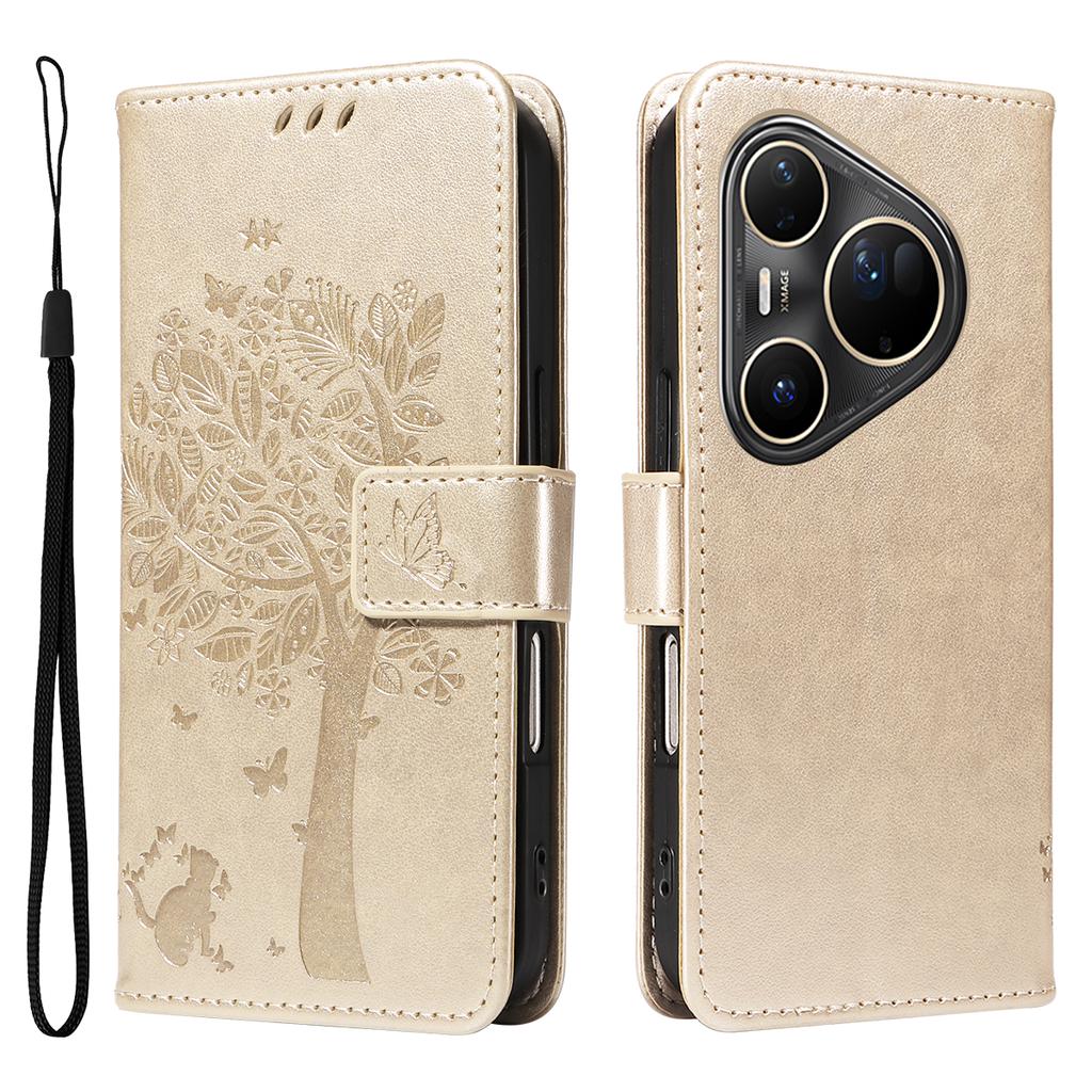 For Huawei Pura 80 Ultra Phone Case with Stand Cat Tree Pattern Leather Wallet Mobile Cover