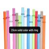 23cm Gold Glitter Reusable Plastic Straw with Ring