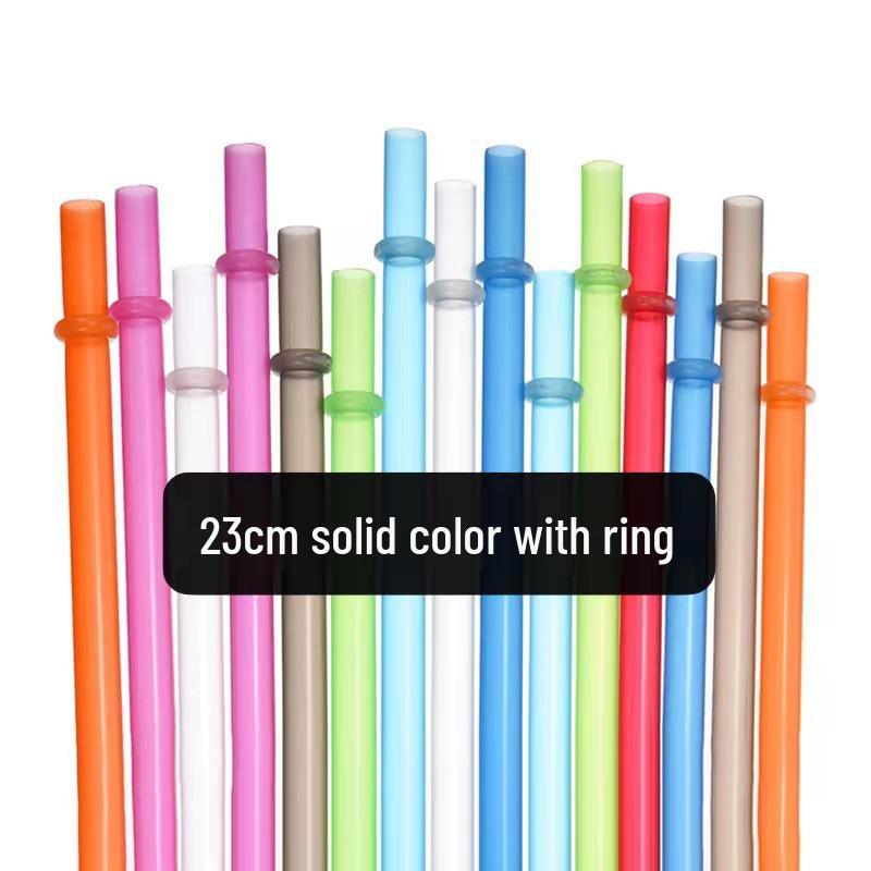 23cm Gold Glitter Reusable Plastic Straw with Ring