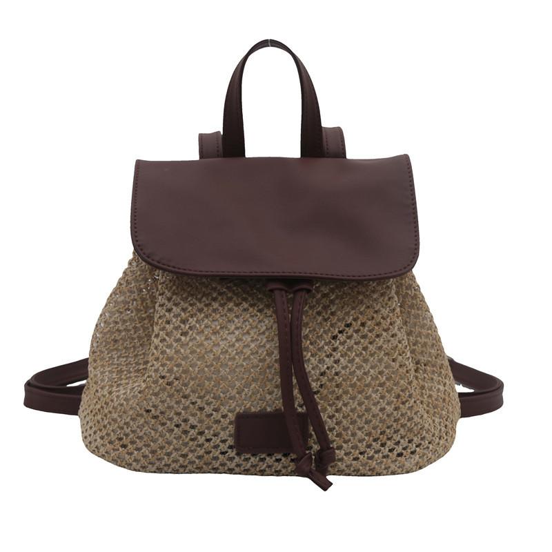 Zaino Intrecciato Boho da Donna con Tasca per Cellulare per Uso Quotidiano