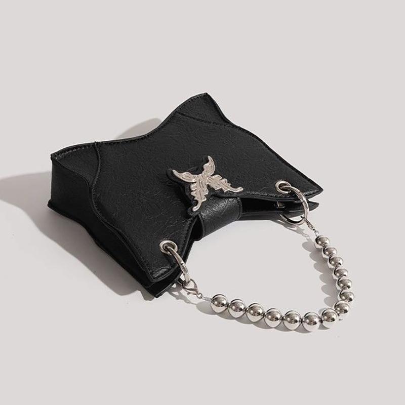 Fashion Women Butterfly HandBags Female Punk Streetwear Metal Buckle Pearl Handle Shoulder Bags Y2K Harajuku Metal Decoration