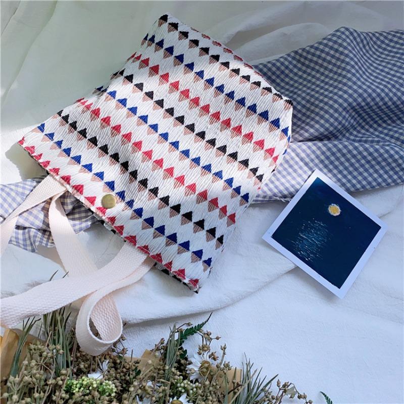 12 small fresh and cute small cloth bags women's wrinkled cloth printed handbags Bento bags