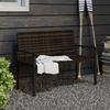 2 Seater Rattan Garden Bench, Outdoor Bench with Quick-Drying Cotton Padding, Wicker Garden Loveseat with Armrests, Steel Frame for Patio, Park