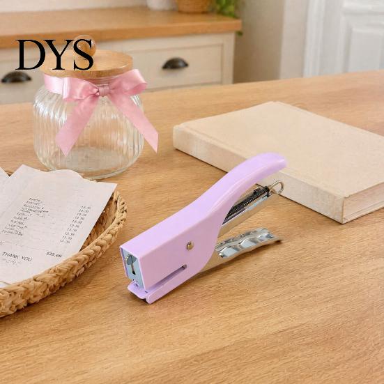Office Workspace Accessories Mini Handheld Stapler, with Ergonomic Curved Design, Macaron Stapler for Paper Colored Compact Metal Daily Document
