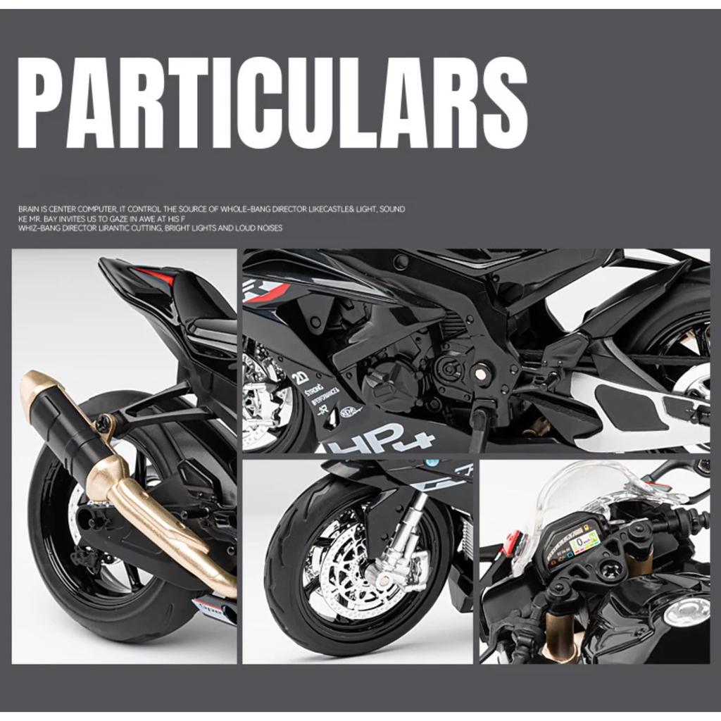 1/12 BMW HP4 Alloy Die Cast Racing Motorcycle Model Vehicle Collection Sound and Light Off Road Autocycle Toys Car