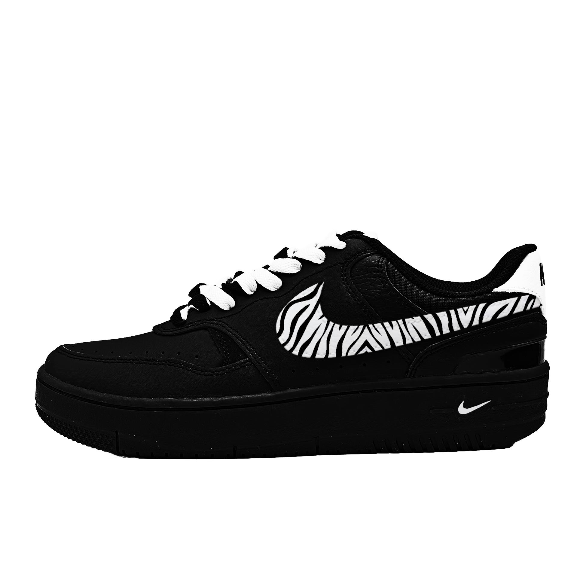 

Nike Gamma Force Stripes Leather Height Increasing Low top Skateboard Shoes Unisex Black White FQ6476-010(Team604-) 35.5