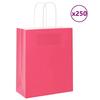 VidaXL Paper Bags 250 Pcs with Handles Pink 18x8x22 Cm 4101670